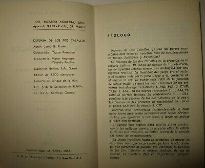 10778.Antique Chess Book signed by author: J. Estrin. La Defensa de Los Dos Caballos