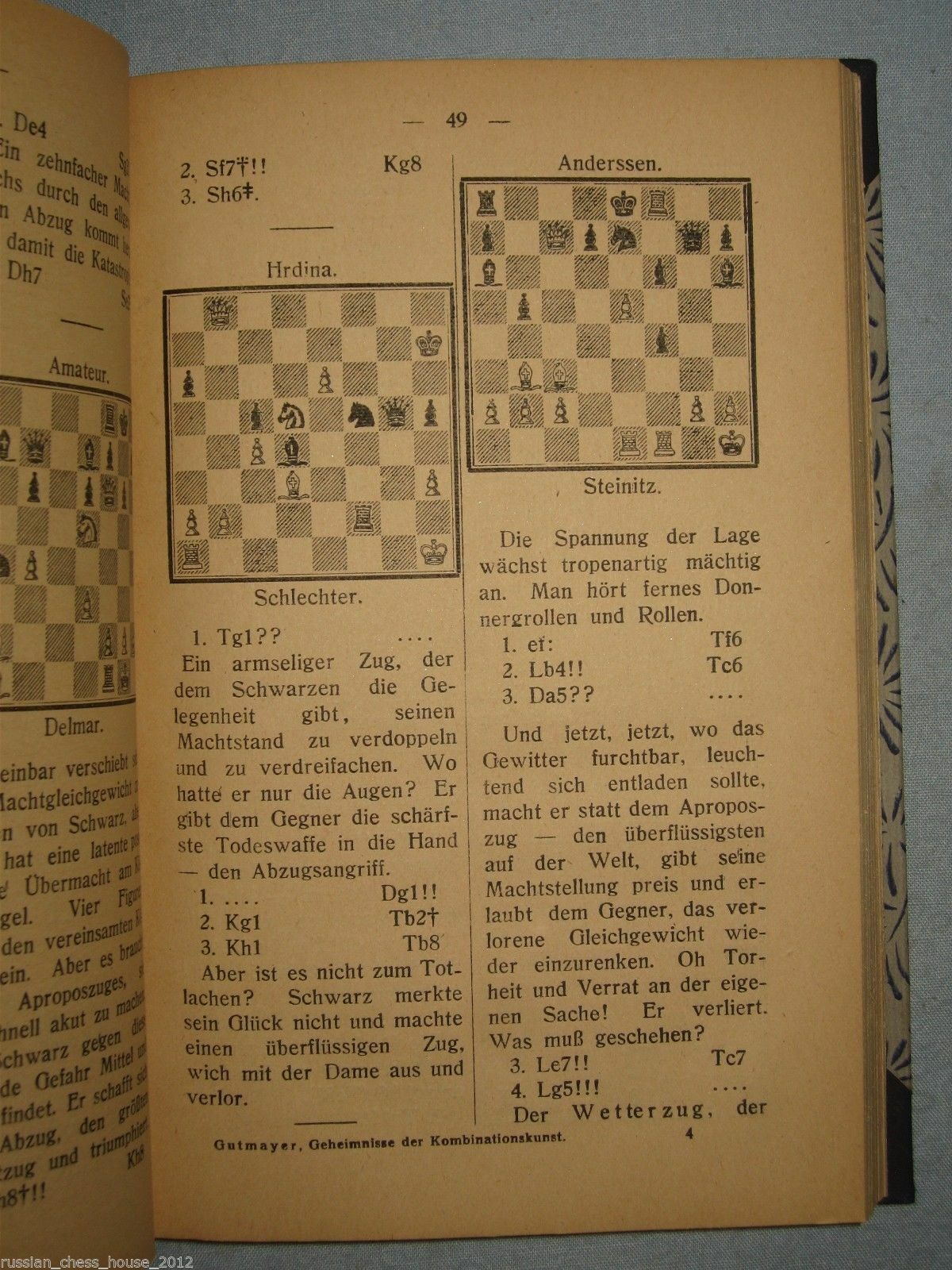 10816.Antique German Chess Book: Gutmayer F.Die Geheimnisse der Kombinationskunst.1922