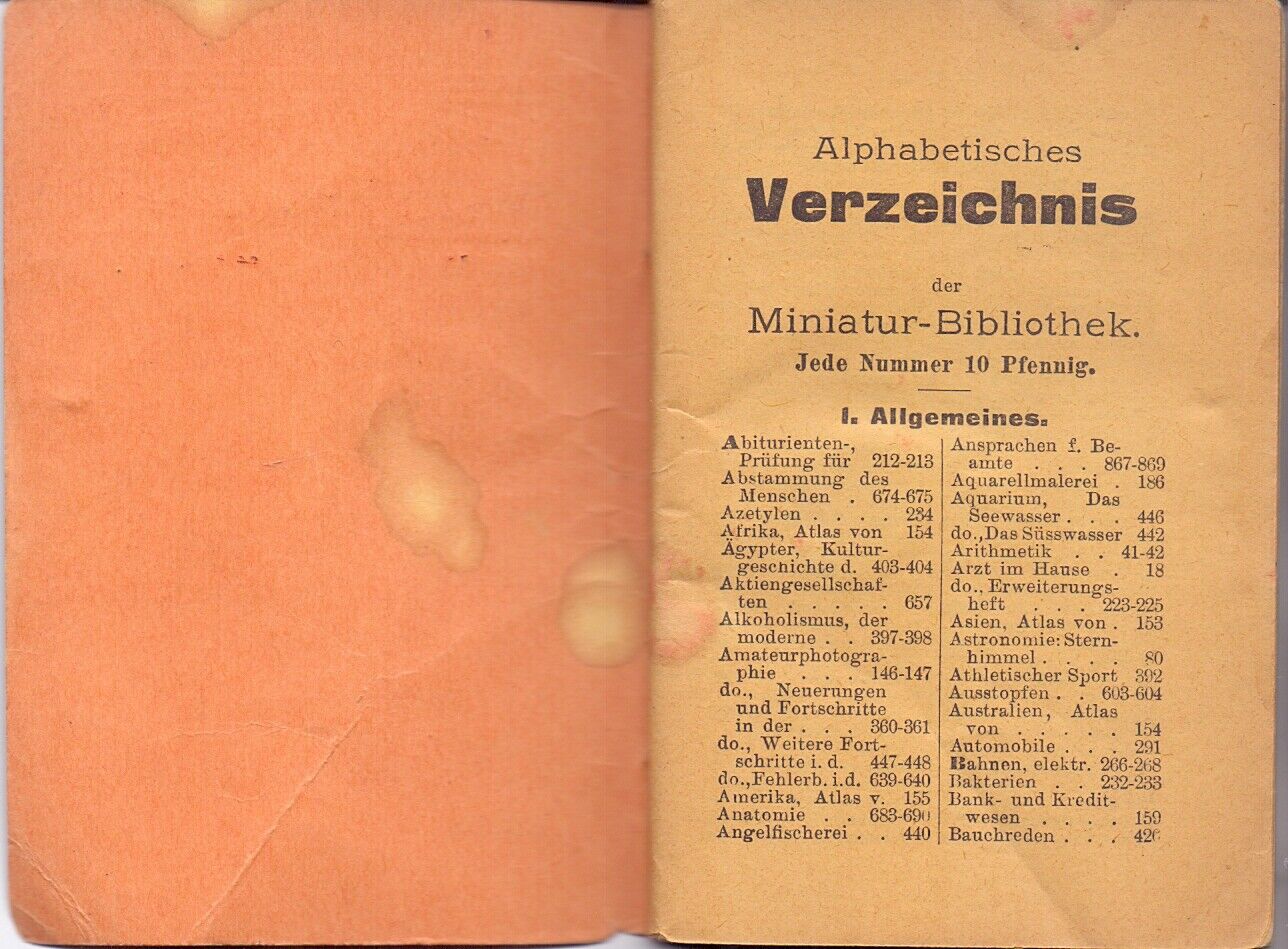 10823.Antique German Chess Book: Schachspiel. Miniatur bibliothek 160-161