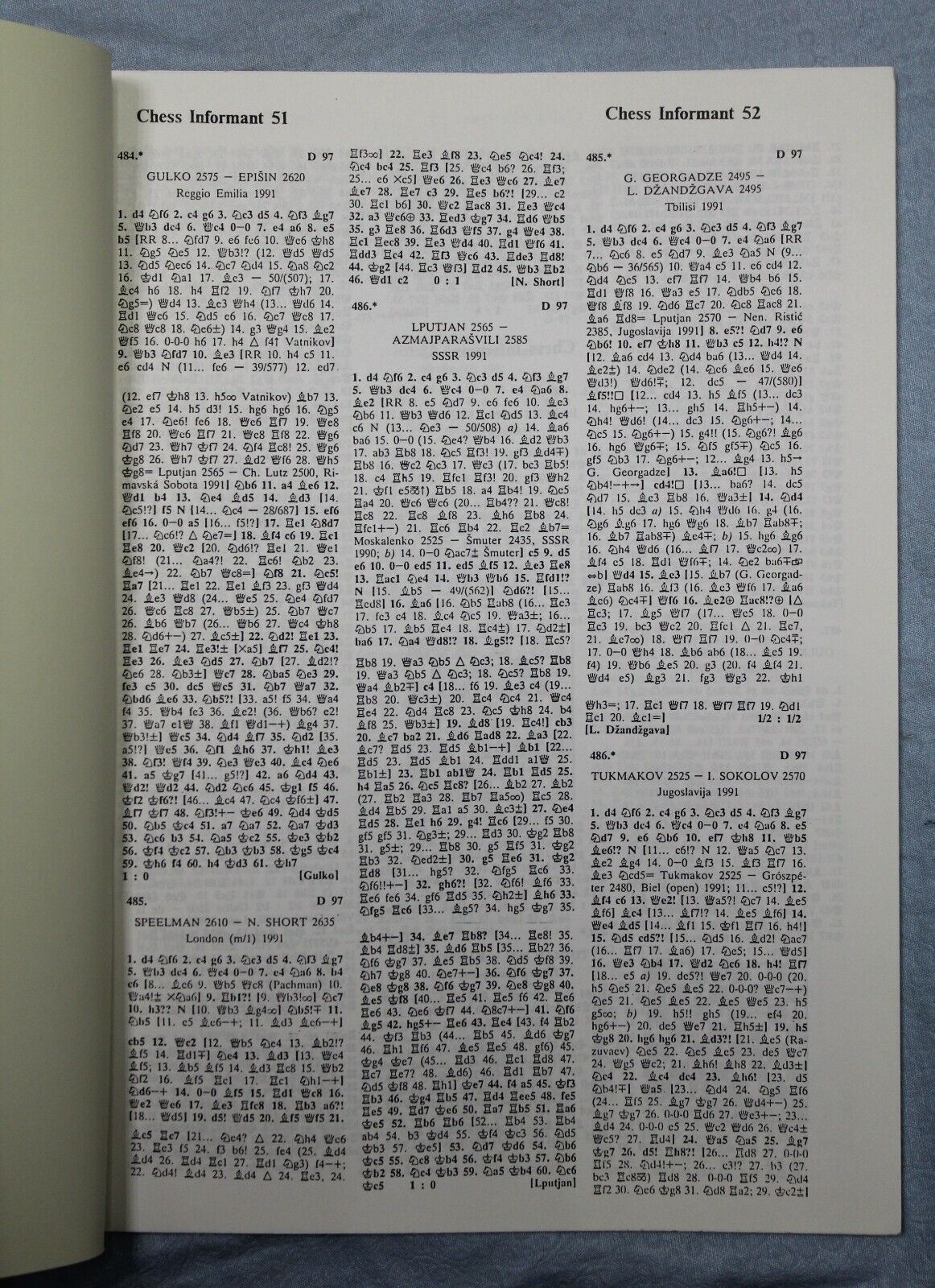11074.Chess Book: Grunfeld Defence, Annotated games, Chess Informant&NIC Yearbook, 199