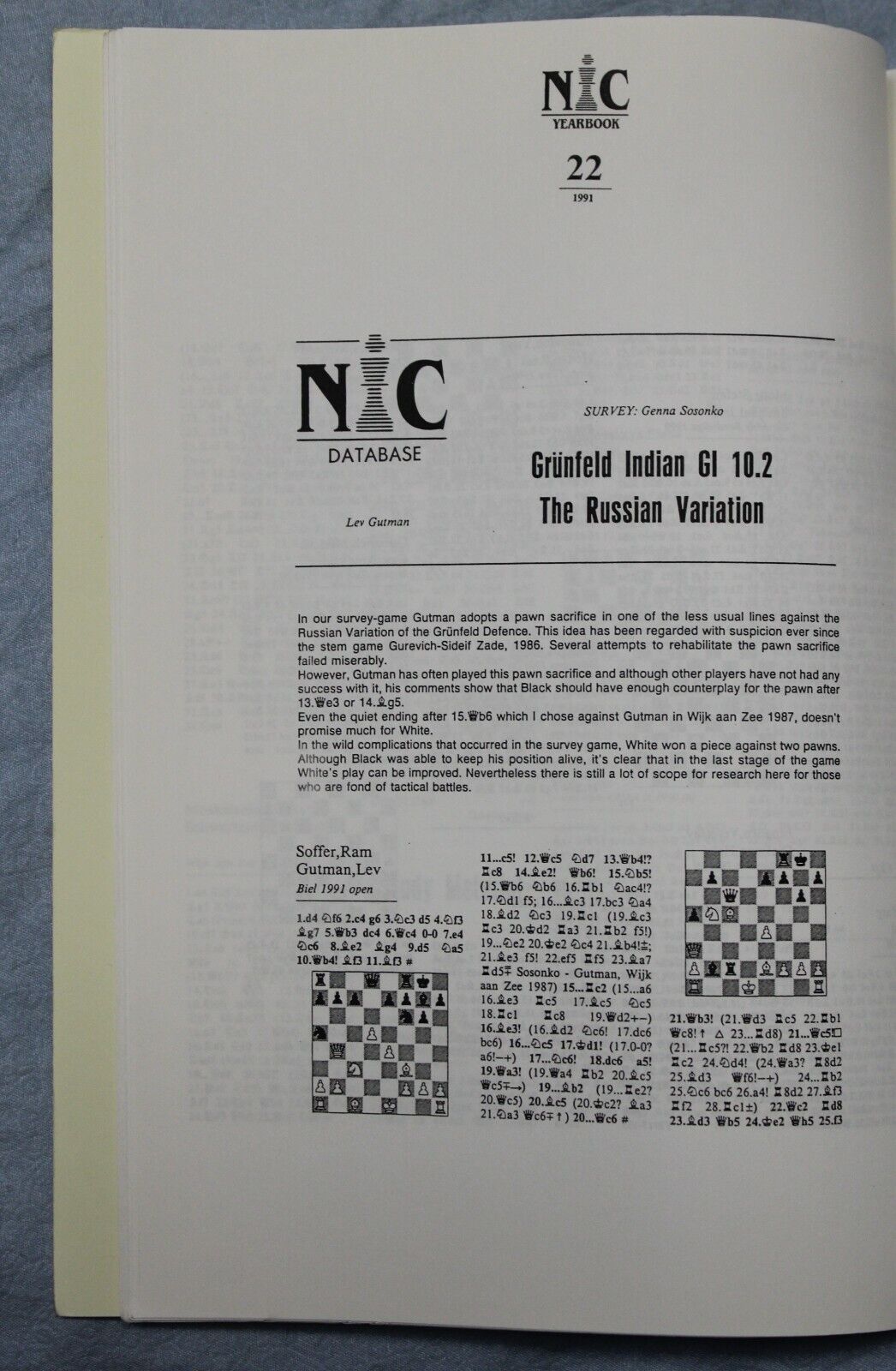 11074.Chess Book: Grunfeld Defence, Annotated games, Chess Informant&NIC Yearbook, 199
