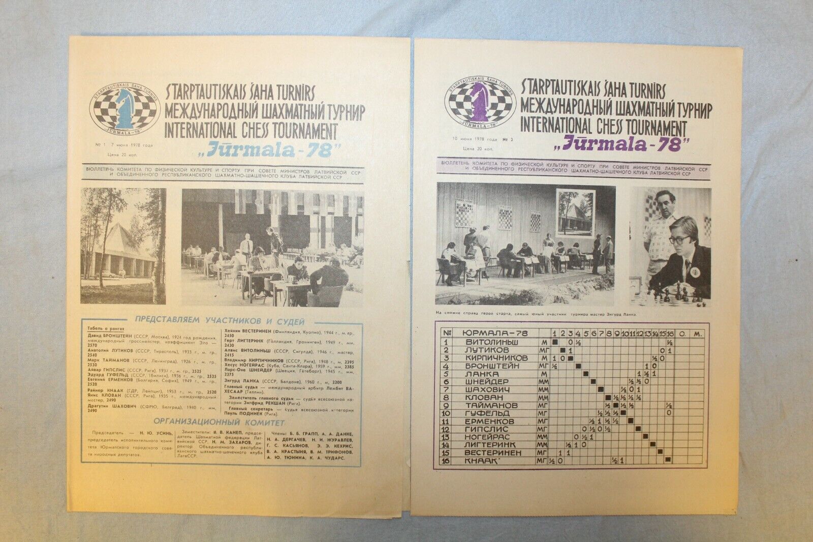 11246.Complete set of 10 Soviet USSR Chess Bulletins Jurmala-78. Latvia 1978