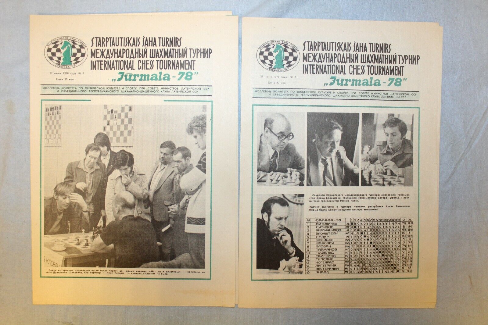 11246.Complete set of 10 Soviet USSR Chess Bulletins Jurmala-78. Latvia 1978