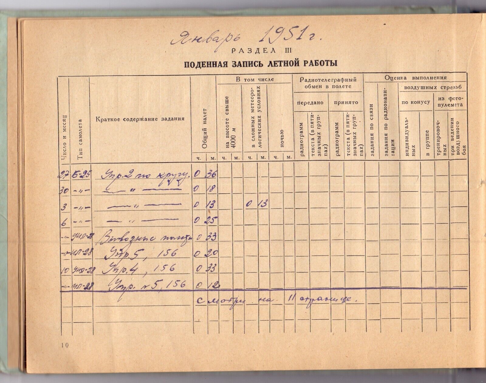 11292.Flight book. The book of a military pilot. The Stalinist Period. 1950