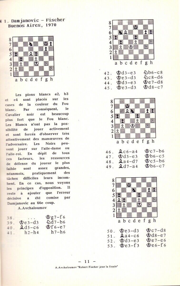 11299.French language chess book: ROBERT FISHER JOUE LA FINALE