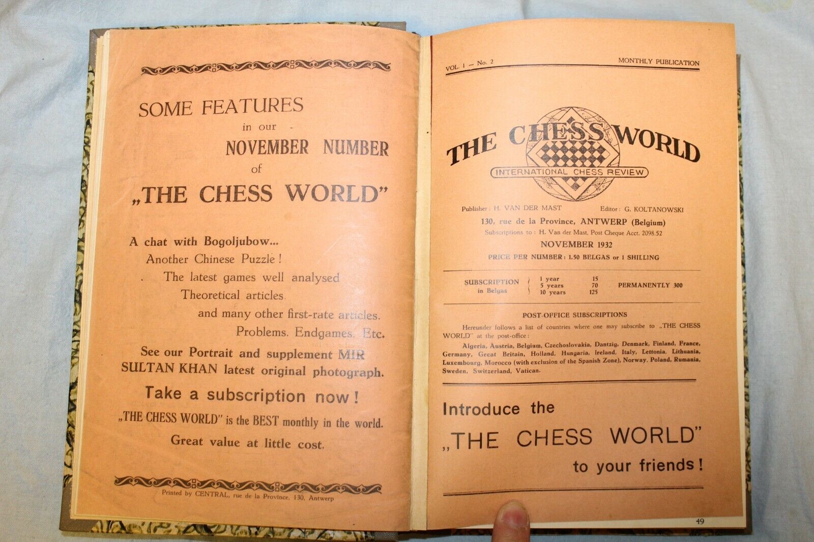 11342.International Chess Review The Chess World Belgium Magazine all issues 1932-33