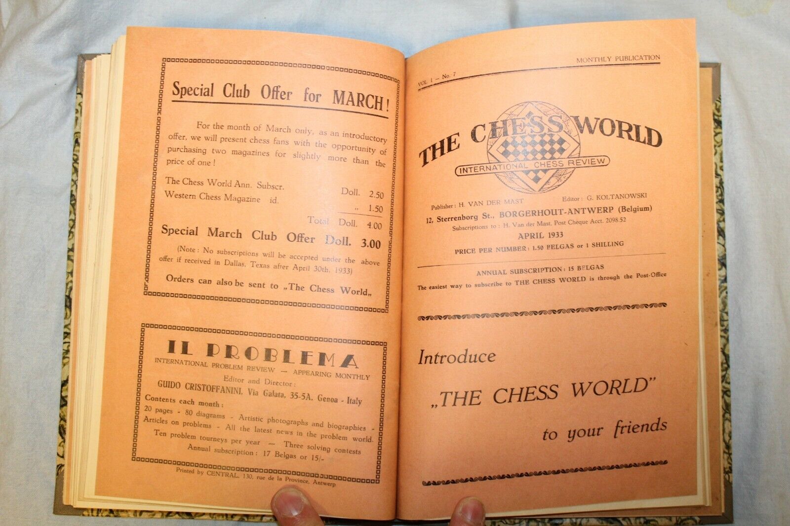 11342.International Chess Review The Chess World Belgium Magazine all issues 1932-33