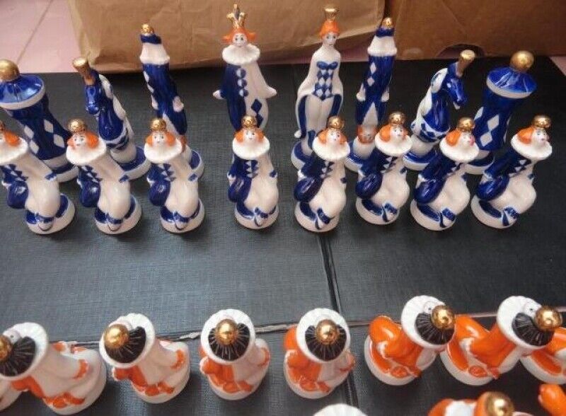 11423.Rare Soviet Porcelain Chess Set. Circus. Kiev 1984