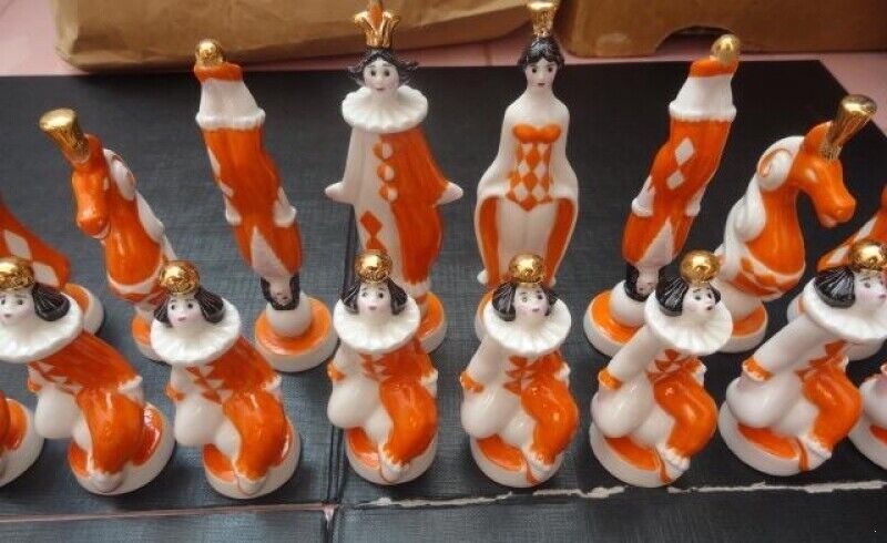 11423.Rare Soviet Porcelain Chess Set. Circus. Kiev 1984