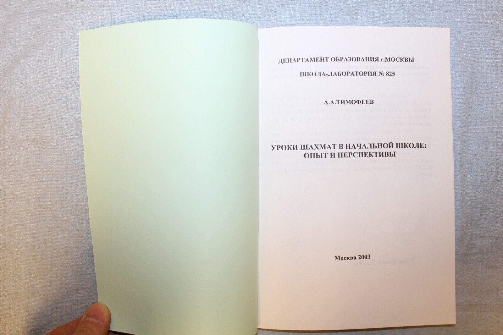 11432.Russian Book. Chess Lessons in Junior School. Timofeev. Print run 100 copies